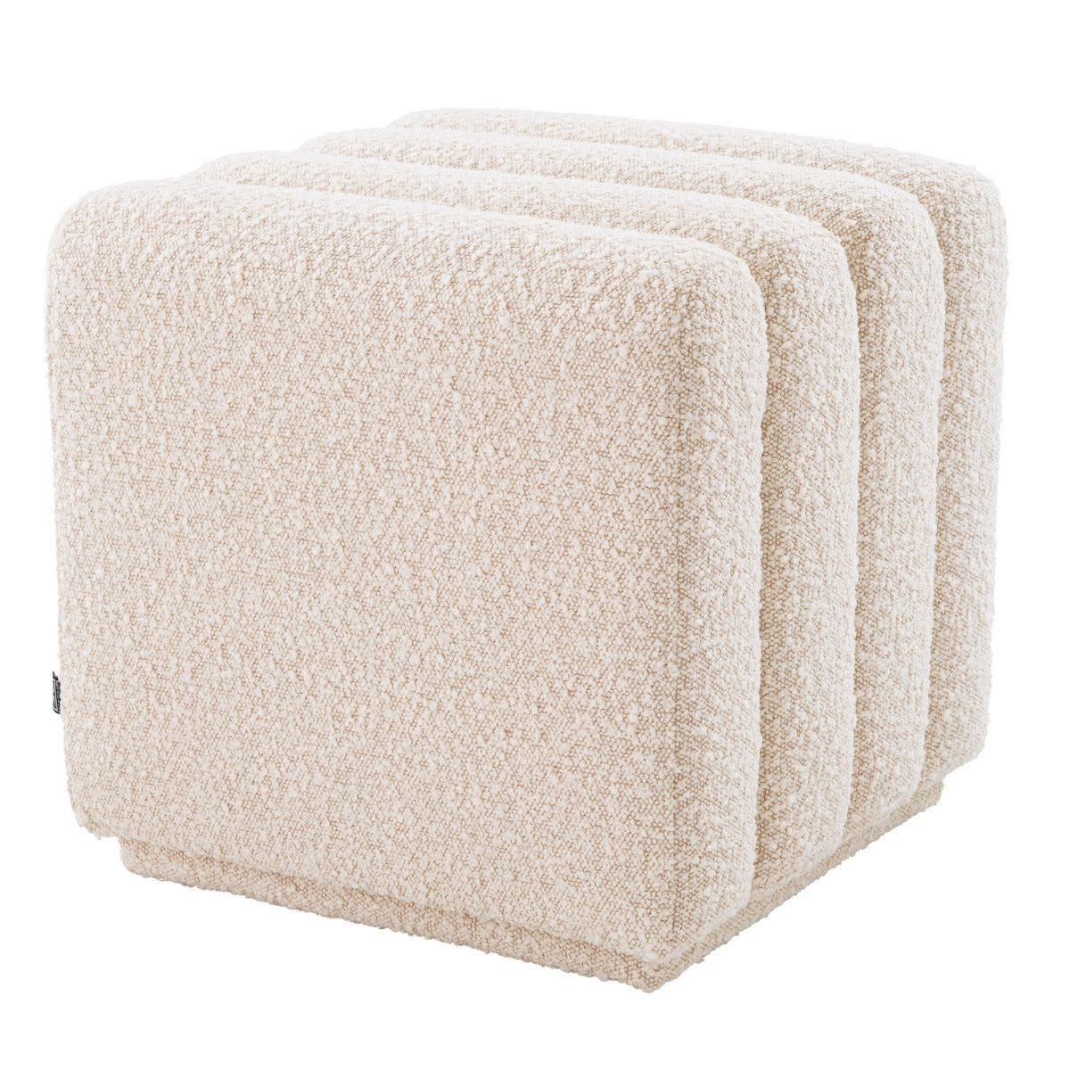 Eichholtz Stool Bente your living room or bedroom. Featuring a bouclÃ© cream upholstery with deep channel stitching, this