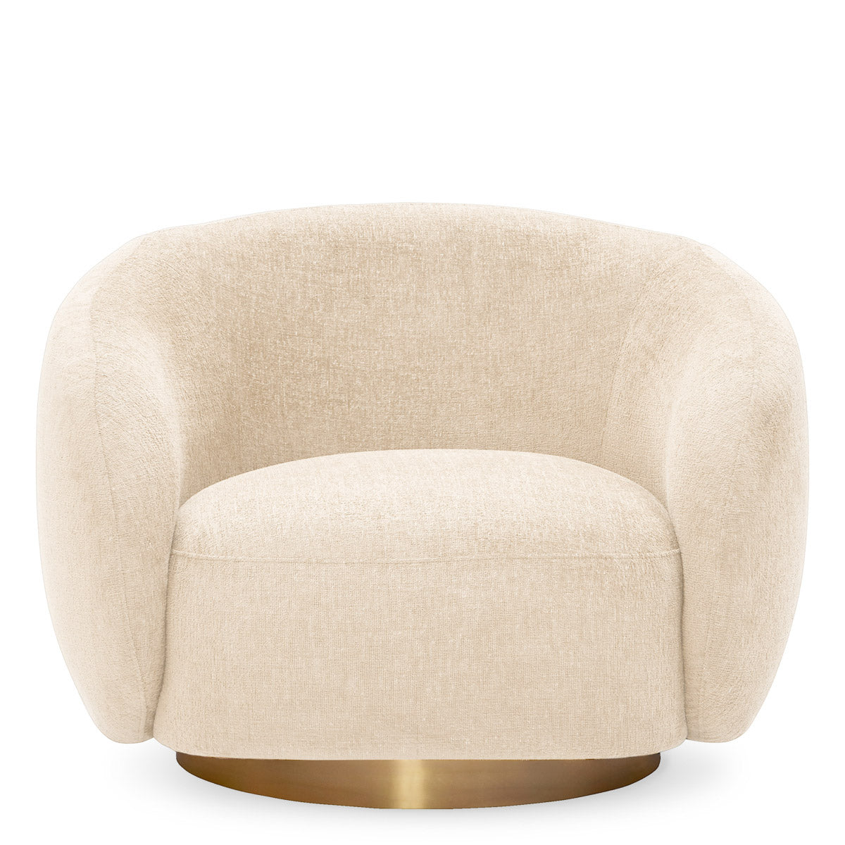 Eichholtz Swivel Chair Brice living space. Cosy and contemporary, this elegantly curved swivel chair features a stylish cream-coloured fa...