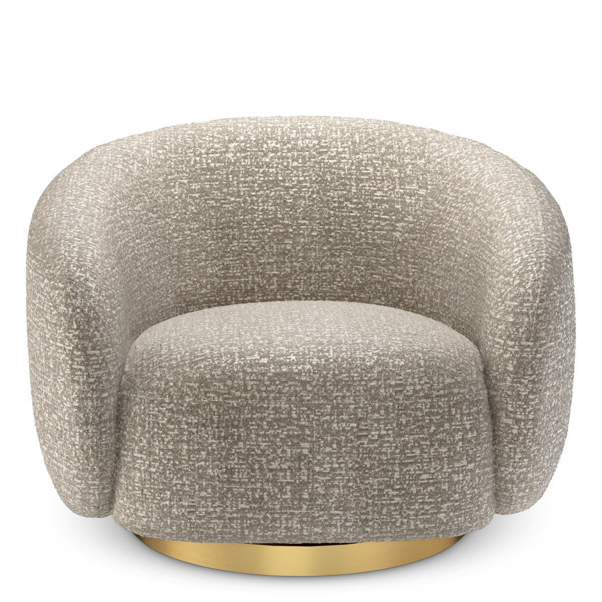 Eichholtz Swivel Chair Brice living space. Cosy and contemporary, this elegantly curved swivel chair features a stylish silver-coloured f...