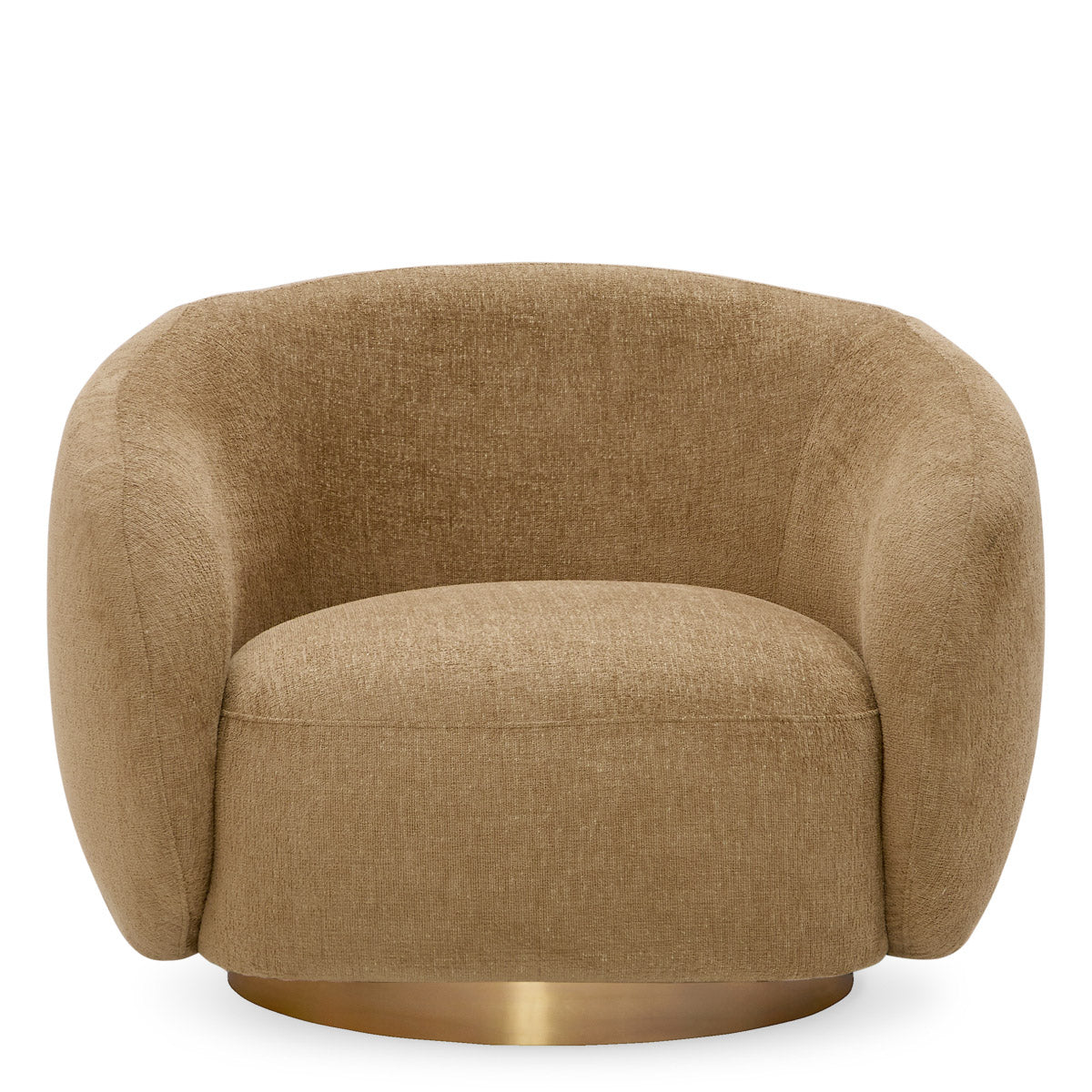 Eichholtz Swivel Chair Brice living space. Cosy and contemporary, this elegantly curved swivel chair features a stylish honey-coloured fa...