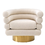 Eichholtz Swivel Chair Maguire and brushed brass finished swivel base. Its silhouette is inspired by Streamline Moderne, an international