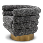 Eichholtz Swivel Chair Maguire pairs a brushed brass finish swivel base with a luxurious upholstery in Cambon black. Swivel