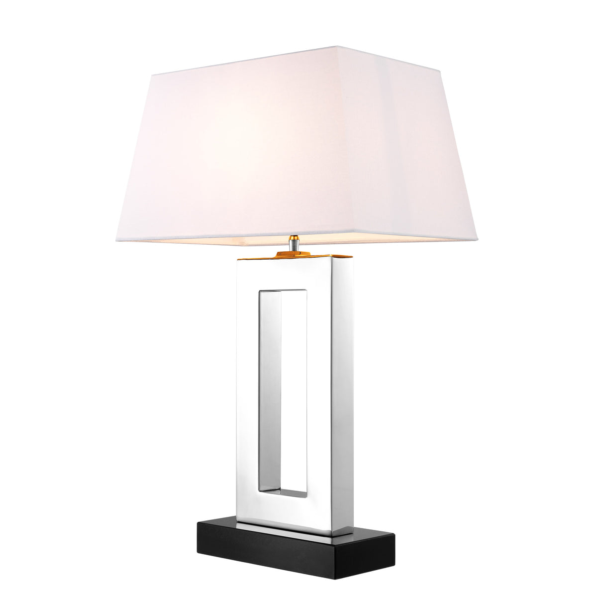 Eichholtz Table Lamp Arlington interior ambience. The stainless steel frame rests on a black granite base and comes with