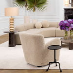 Eichholtz Table Lamp Baron sculptural travertine base, antique brass finish and linen mix shade, the table lamp is ideal