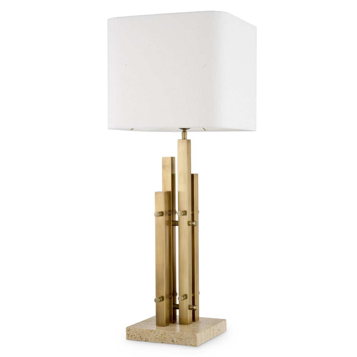 Eichholtz Table Lamp Destino perfect for any living space. This stylish piece features a base made from travertine, a