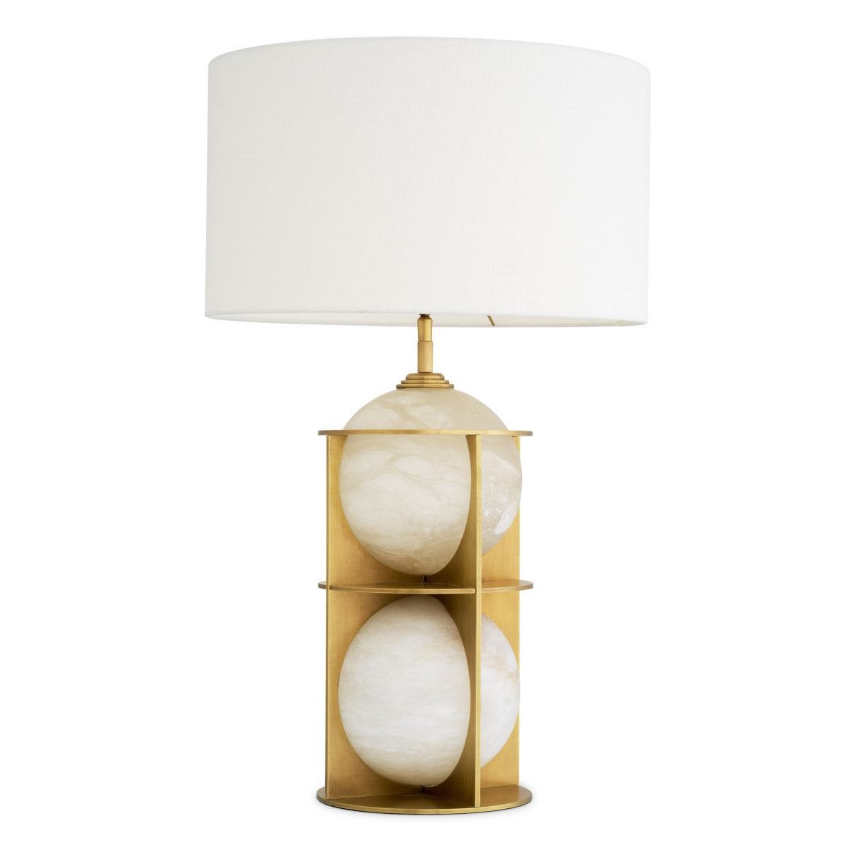 Eichholtz Table Lamp Eternity two balls of solid alabaster for a look of luxury. Supplied complete with an off-white
