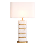 Eichholtz Table Lamp Newall antique brass finish. The unique veining patterns of the alabaster base, coupled with a luxurious