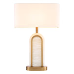 Eichholtz Table Lamp Palladio base. The lamp's linen mix shade diffuses light to create a warm, inviting ambiance. With