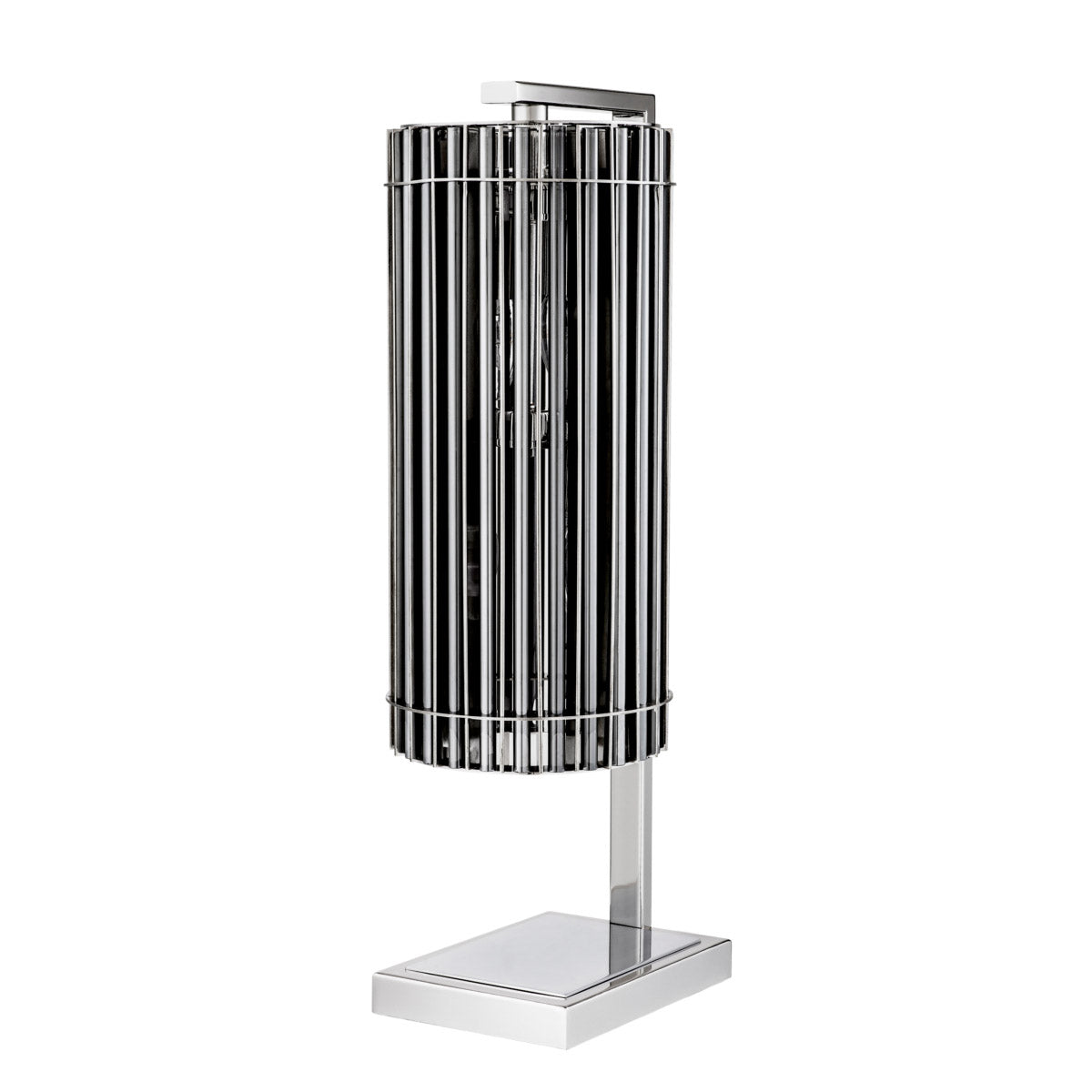 Eichholtz Table Lamp Pimlico lamp base with nickel finish has a sculptural exterior with smoke glass rods that encourages