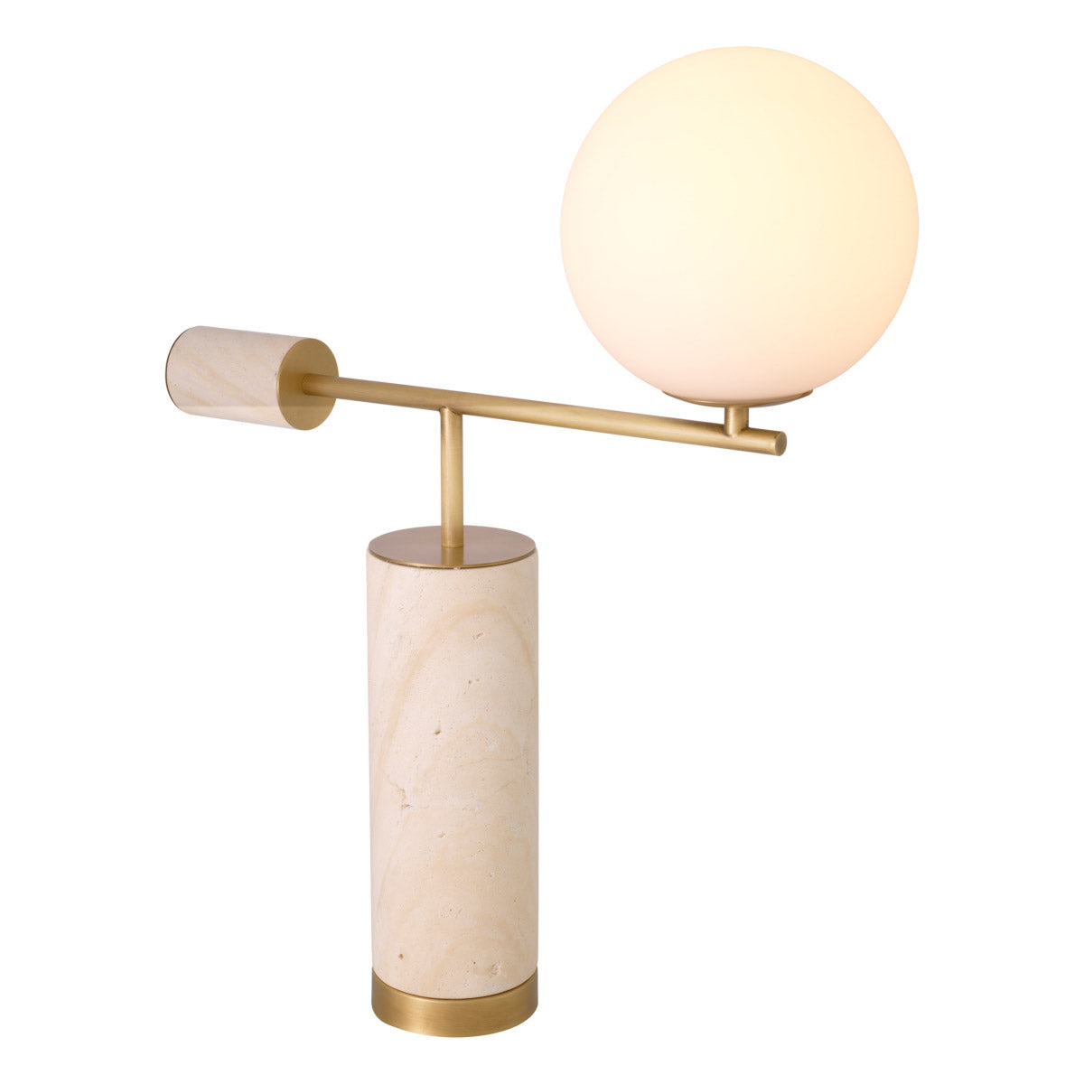 Eichholtz Table Lamp Xperience the white glass shade adds a touch of contemporary style. As travertine is a natural