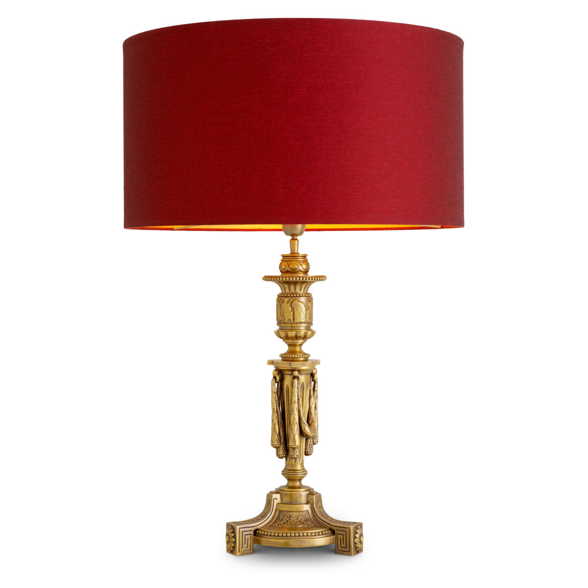 Table Lamp Francis Antique gold finish, Including red linen mix shade Lighting TM0399UL 2