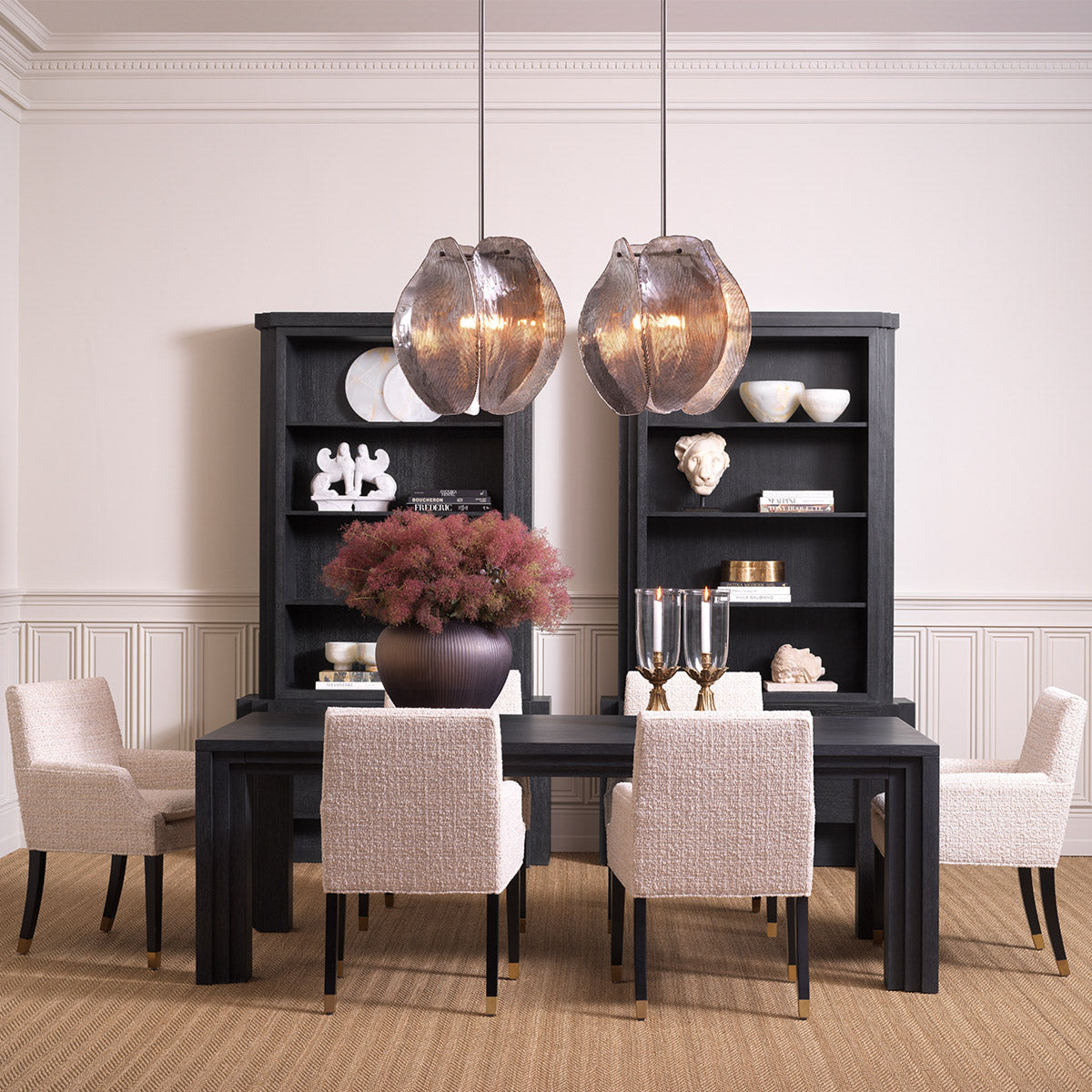 Dining Chair Clayton Winslow chenille beige | black & brass finish legs 94% polyester | 6% acrylic Chairs & Sofas TMA0348 3