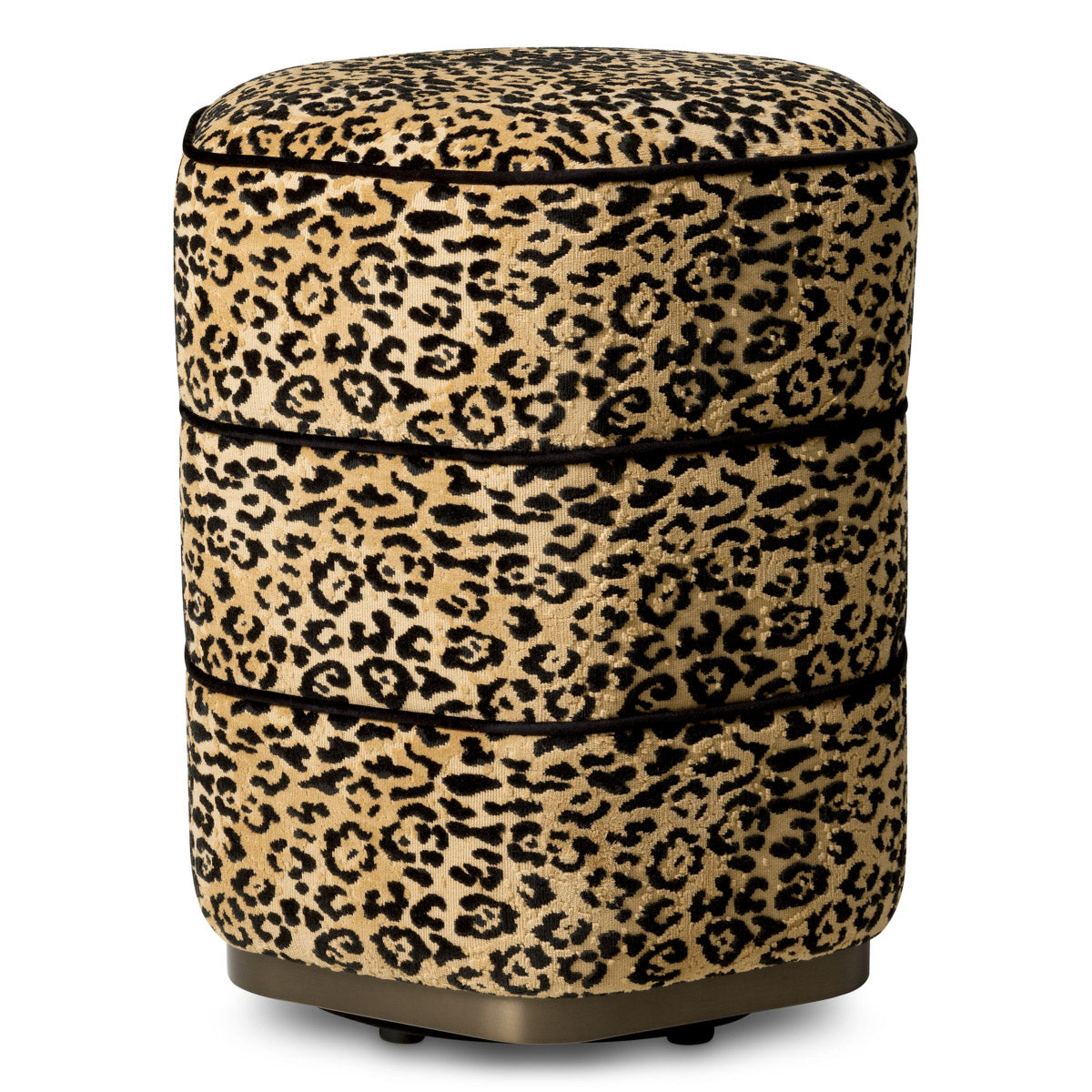 Stool Roosevelt Bernard leopard camel | bronze finish base 82% cotton | 18% polyester Chairs & Sofas TMA0352 2