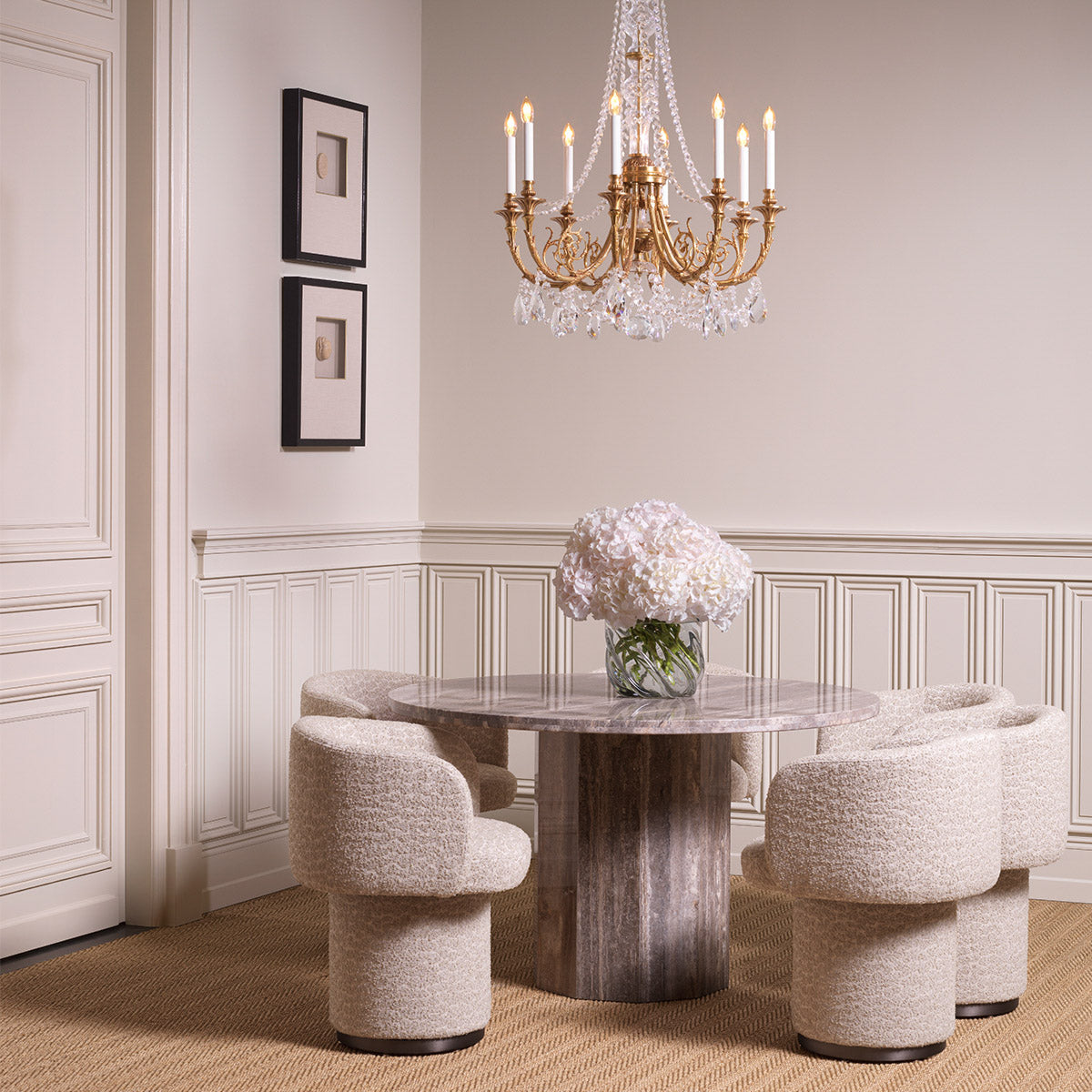 Dining Chair Marly Jacquard beige | bronze finish swivel base 73% polyester | 18% viscose | 9% linen Chairs & Sofas TMA0401 3