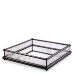 Eichholtz Tray Cora square mirror glass bottom and clear glas rods has a bronze highlight finish. Ideal as a