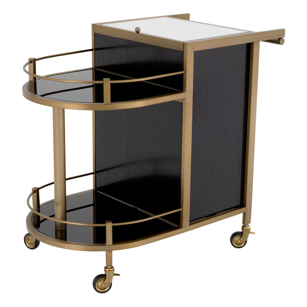 Eichholtz Trolley Bellini access to the upper compartment. Two half-round shelves and a cupboard offer ample space for