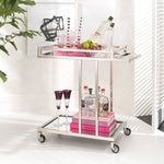 Eichholtz Trolley Beverly Hills piece comprises a sleek stainless steel frame with polished stainless steel and bevelled mirror glass.