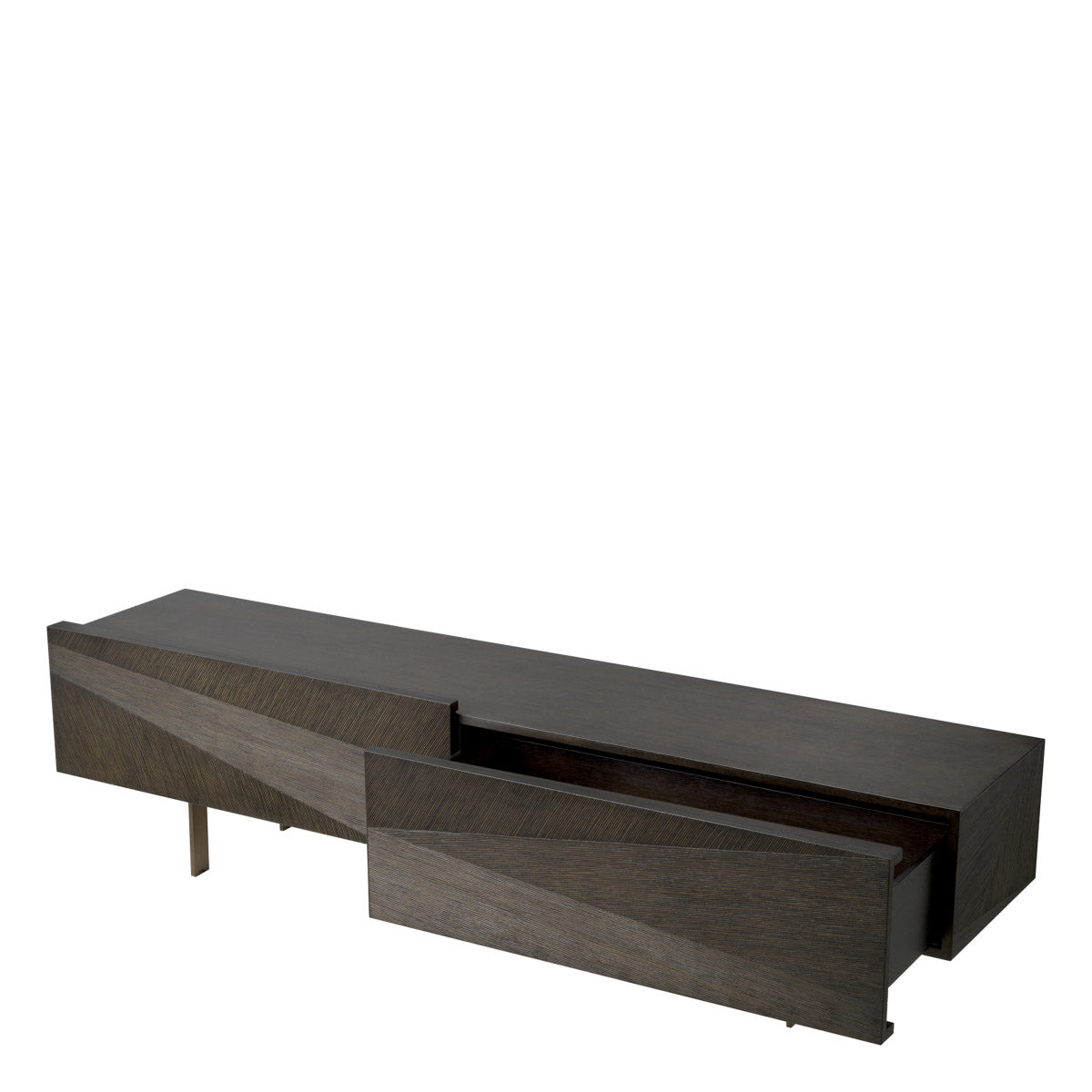 Eichholtz TV Cabinet San Martin Crafted with a mocha straight oak veneer, this piece features a unique design with two
