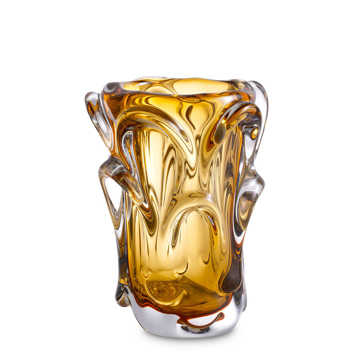 Eichholtz Vase Aila S Handblown from yellow glass and embellished with arc-shaped decorations, the small Aila Vase is a