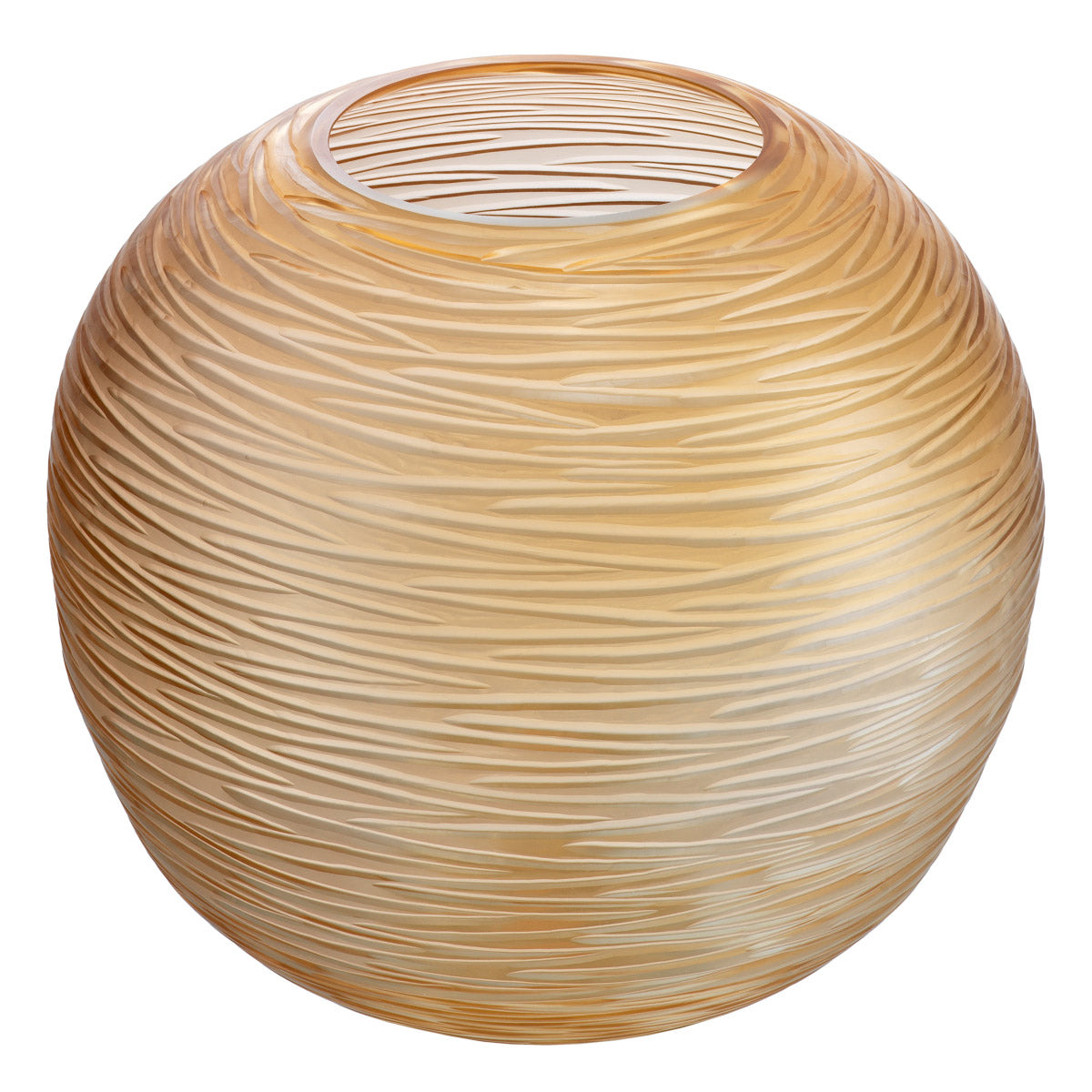 Eichholtz Vase Alessio S engrave the pattern by hand. The natural glass's beautiful, unique peach colour adds warmth and