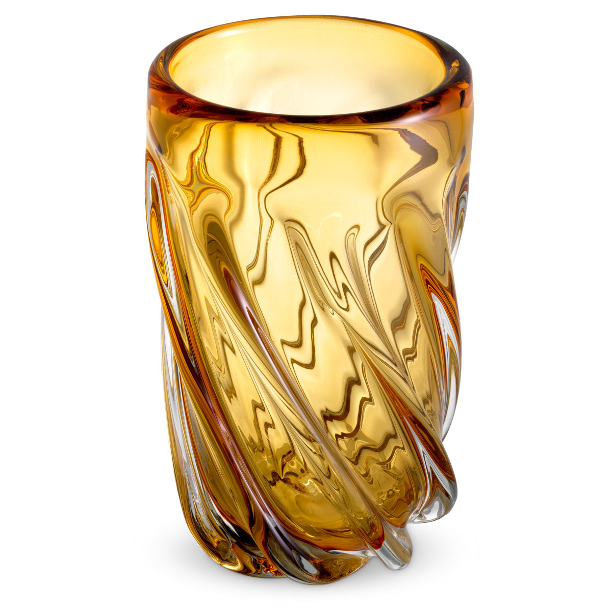 Eichholtz Vase Angelito L stylish addition to your home dÃ©cor. Handmade from yellow glass it features an elegant swirl