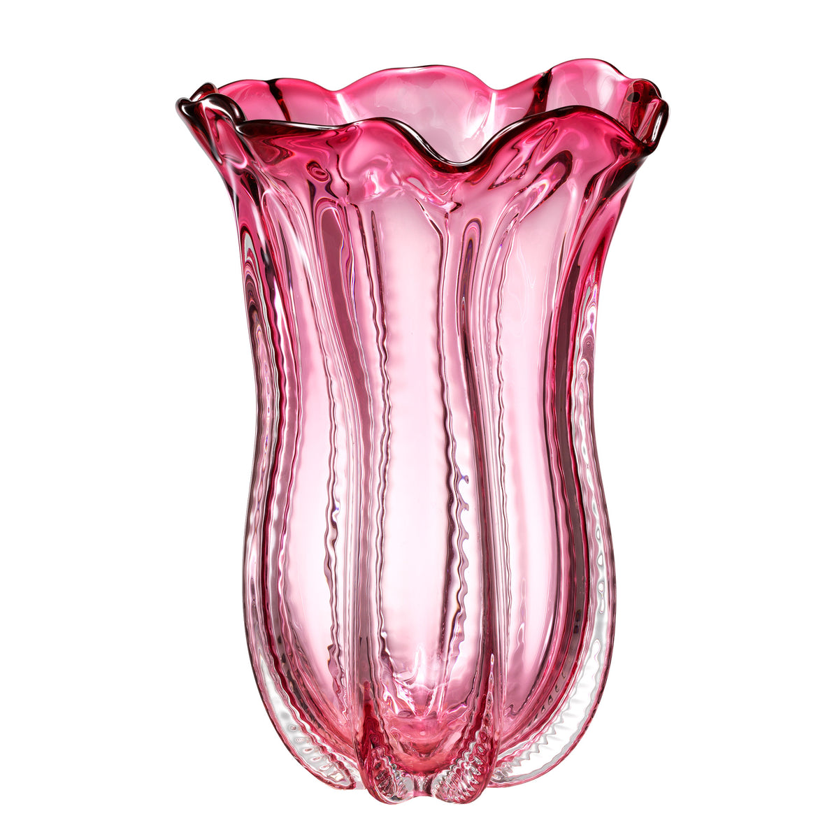 Eichholtz Vase Caliente L exclusive hand blown pink Caliente L Vase will provide a sublime finish to the space.