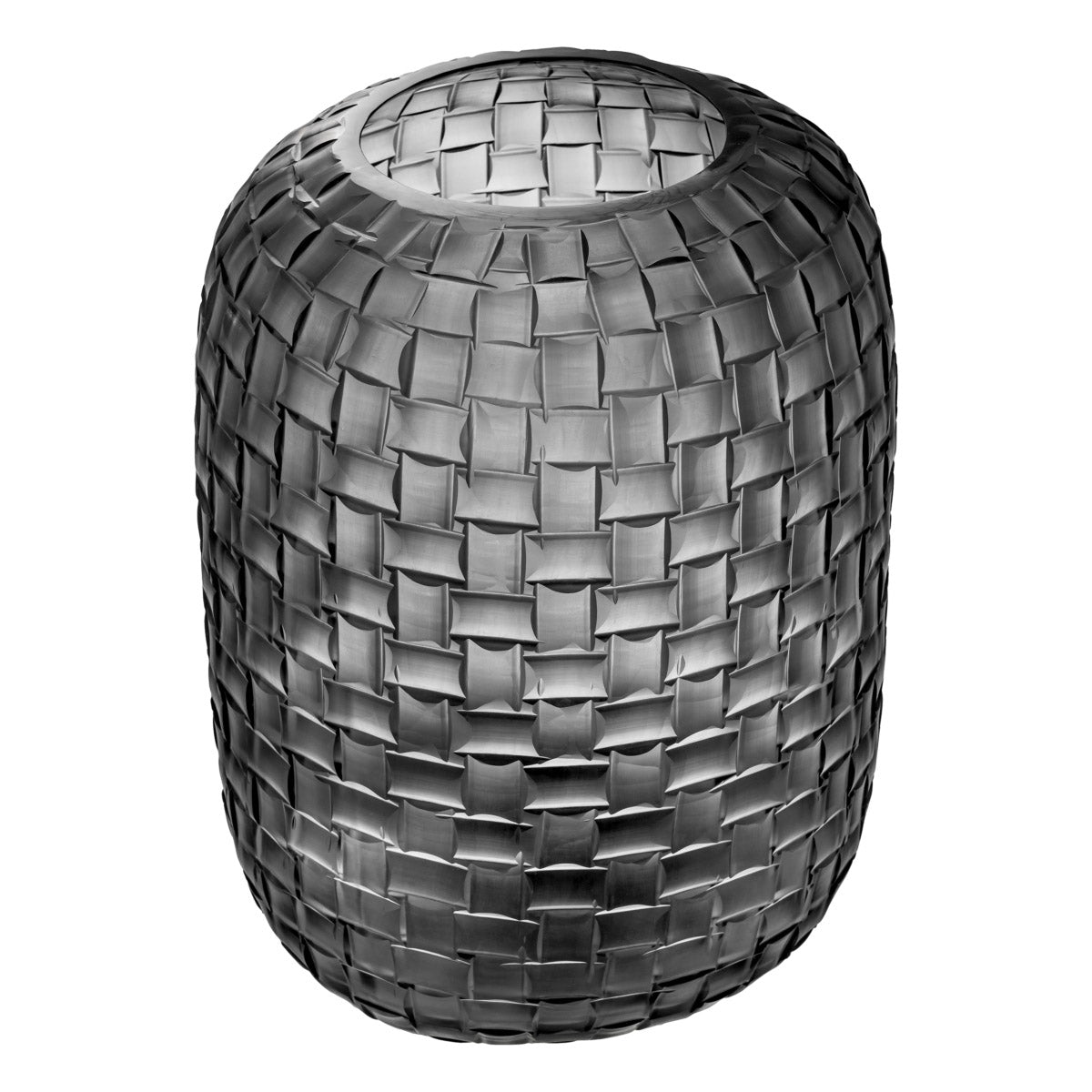 Eichholtz Vase Varese L design. This iconic glass vase boasts a grey finish and meticulous hand cut details, forming