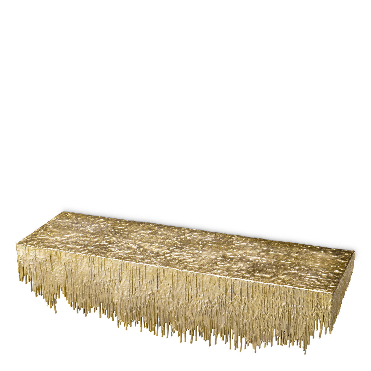 Eichholtz Wall Console Table Grove table, designed to attach seamlessly to the wall, boasts a radiant gold finish and is