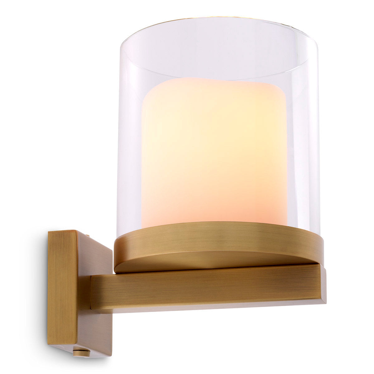 Eichholtz Wall Lamp Donovan Finished in antique brass and provided with a lantern of clear glass, Wall Lamp Donovan