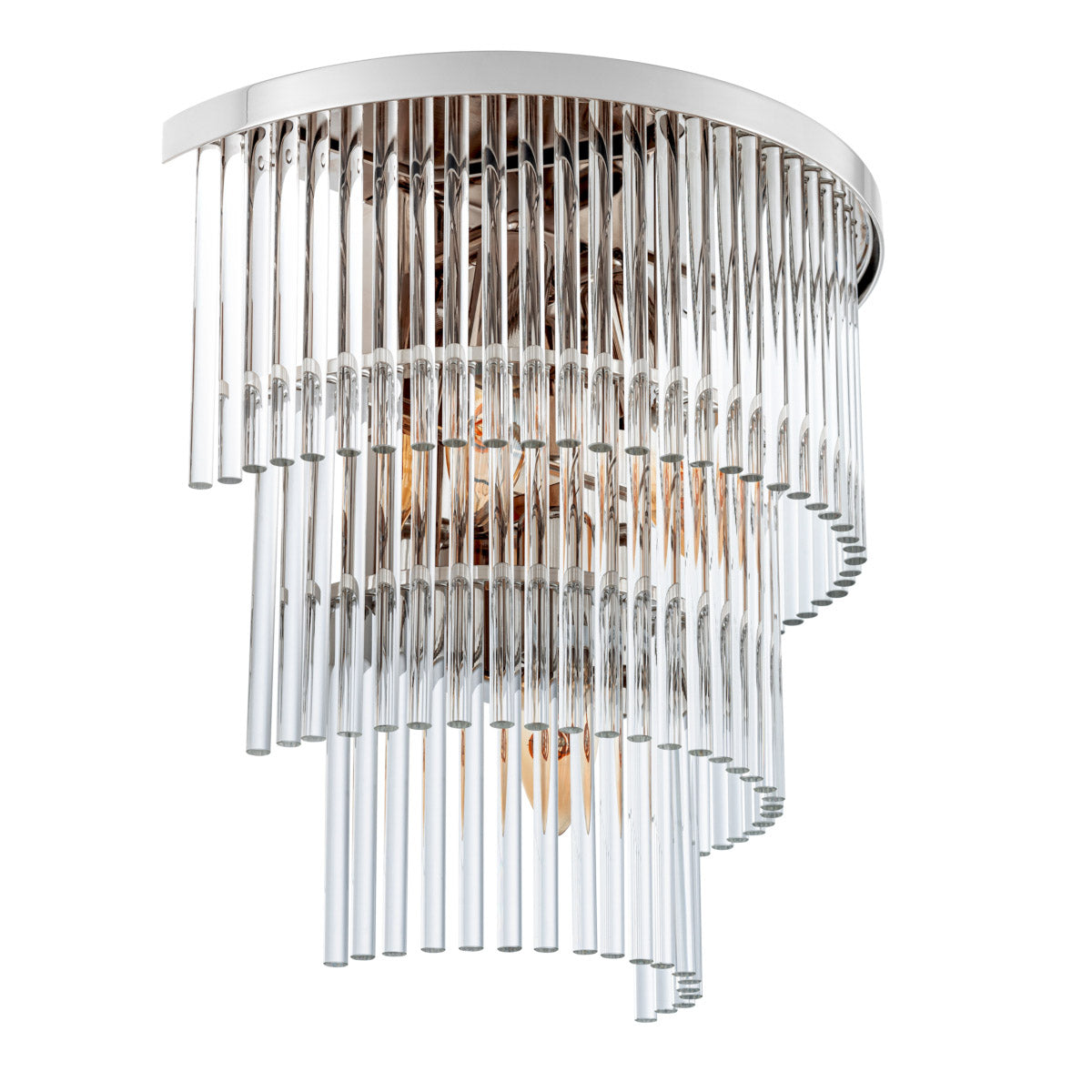 Eichholtz Wall Lamp East 20s. Three levels of clear glass rods emanate a captivating illumination. Wall Lamp East Crafted