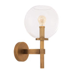 Eichholtz Wall Lamp Jade is crafted from iron in an antique brass finish and topped with a clear glass