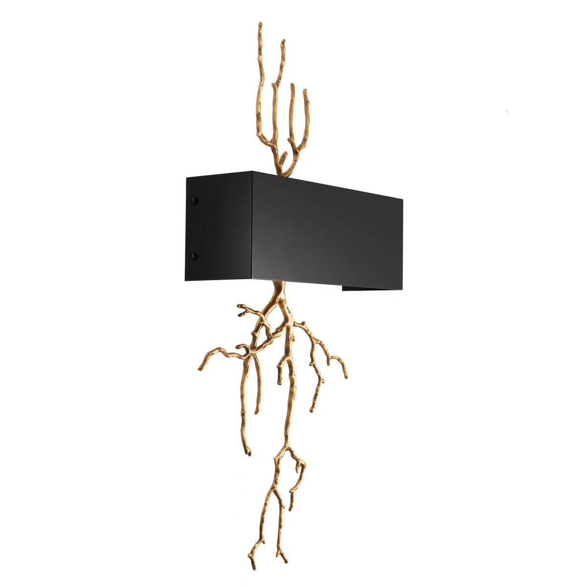 Eichholtz Wall Lamp Sorento from behind a black fabric rectangular lampshade. They are skilfully crafted from iron and provided