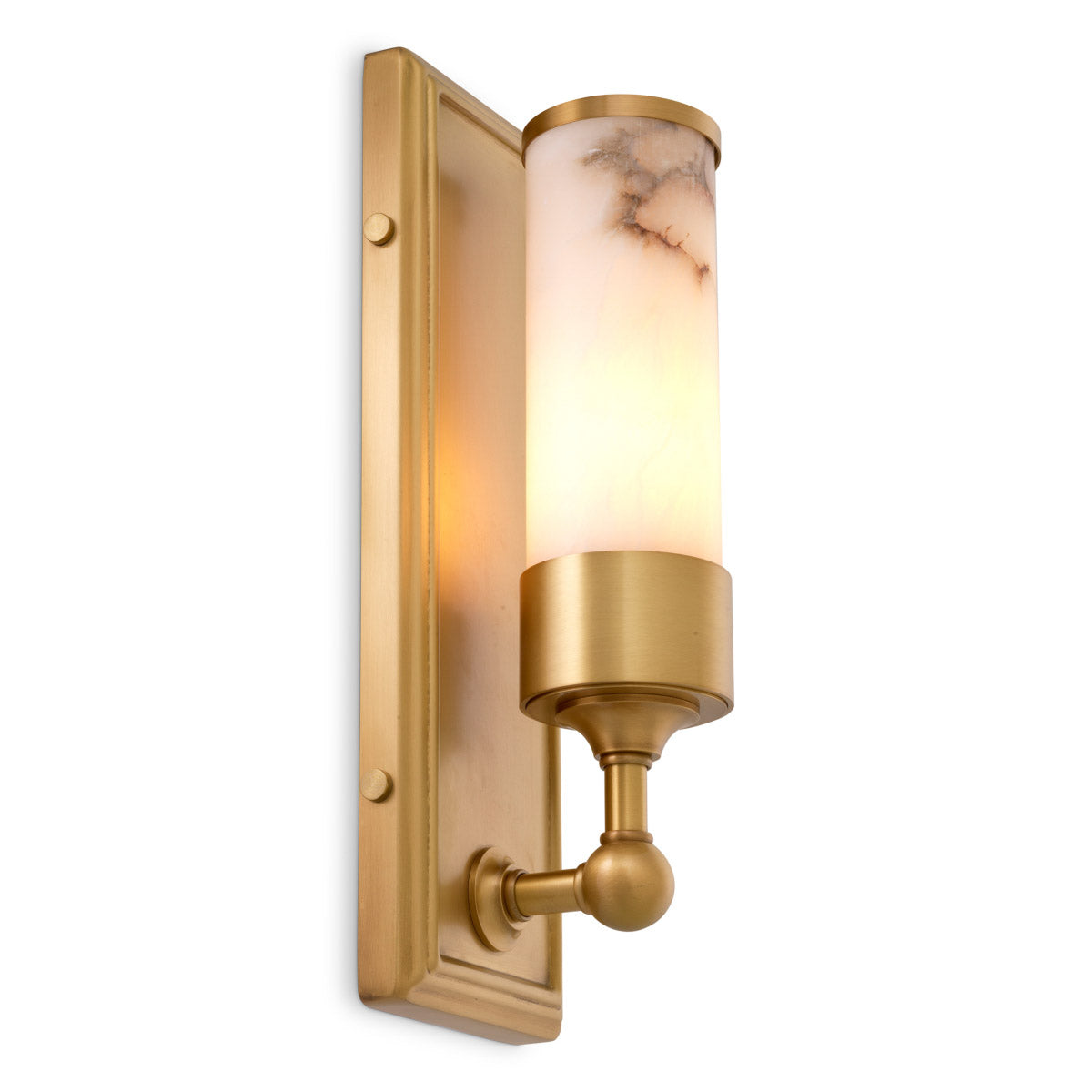 Eichholtz Wall Lamp Valentine alabaster shade, crafted from nature's own hand, showcases unique variations in color, opacity, and intricate