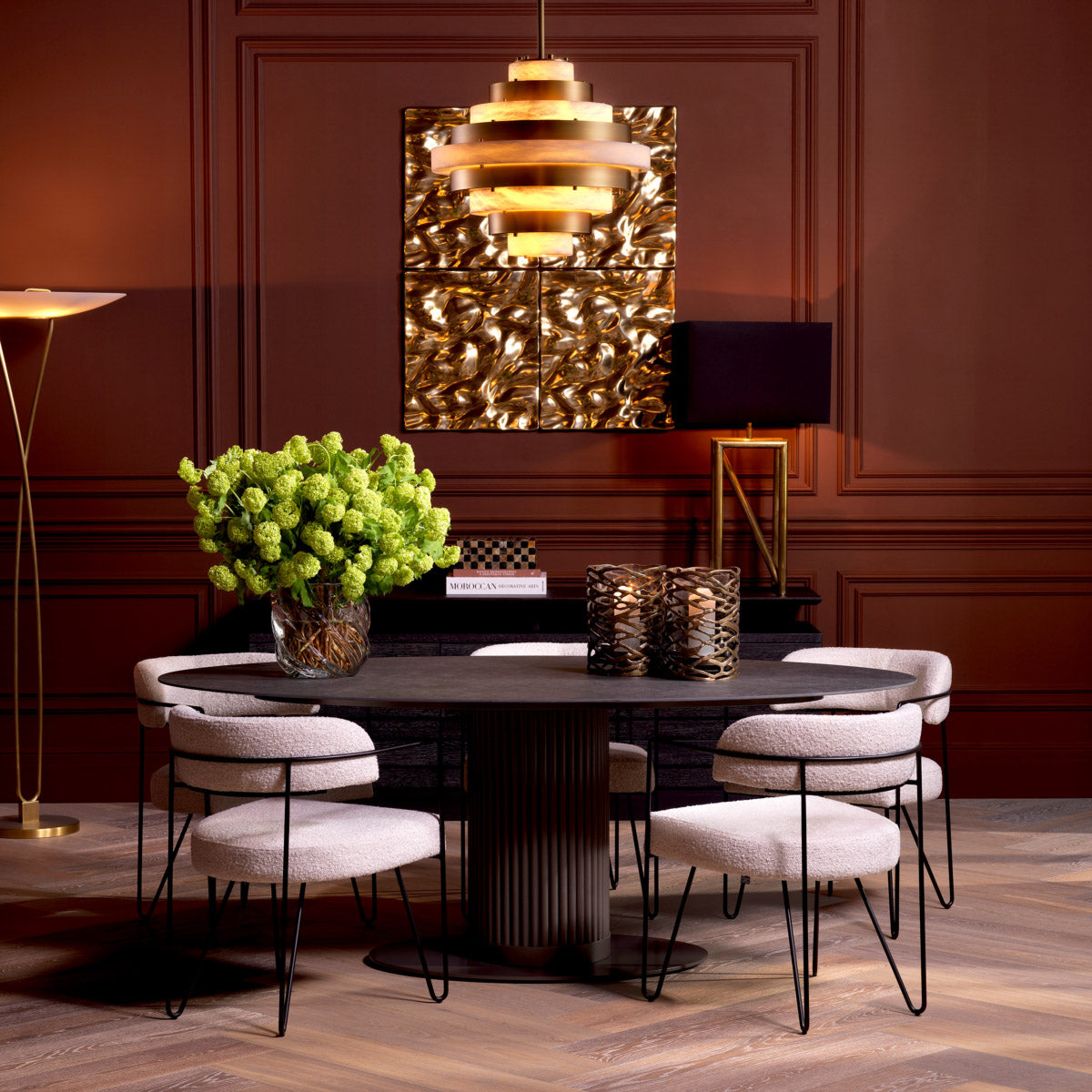 Eichholtz Wall Object Nulci artistry and luxury. The vibrant gold finish illuminates the piece's textured metal surface, inviting a
