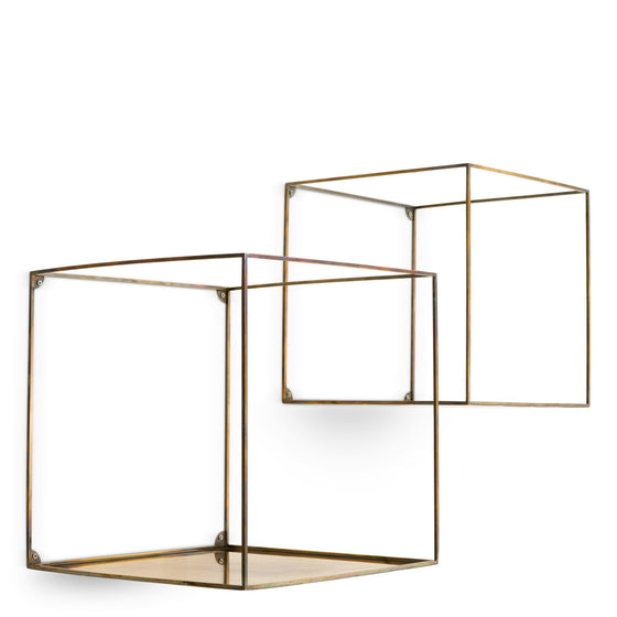 Eichholtz Wall Rack Deco square set of 2 Elevate your living space with the Wall Rack Deco set in a stunning vintage brass